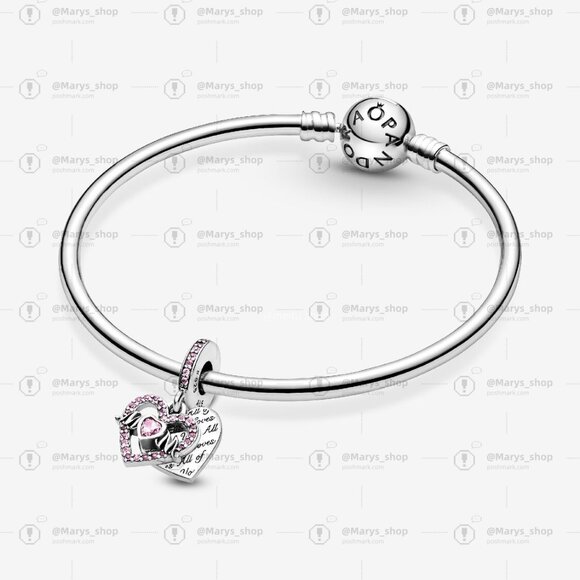 Pandora Lab-grown Diamond Engravable Mum Double Dangle Charm - Picture 2 of 6